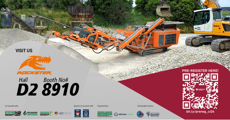 Rockster impact crusher on a registration ad for concrete show in jakarta, indonesia